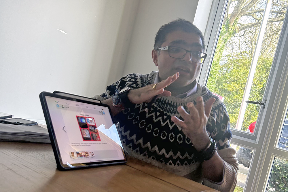 man with tablet